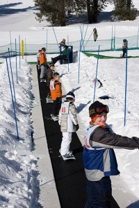Young students ride Mount Shasta Ski Park's Magic Carpet