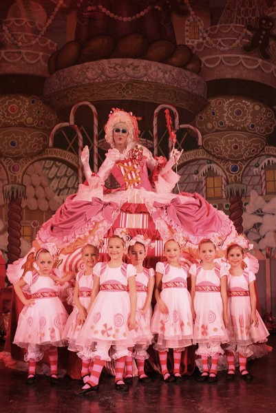 Mother Ginger and the Peppermints in The Nutcracker. Photo: Redding City Ballet. 