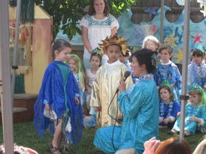 At last May's annual Mother's Day Celebration, students perform in a play featuring the African folk tale, Why the Sun and the Moon Live in the Sky.