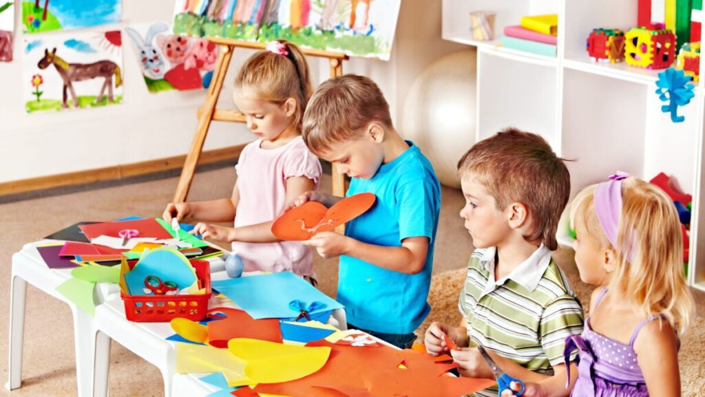 kids doing arts crafts