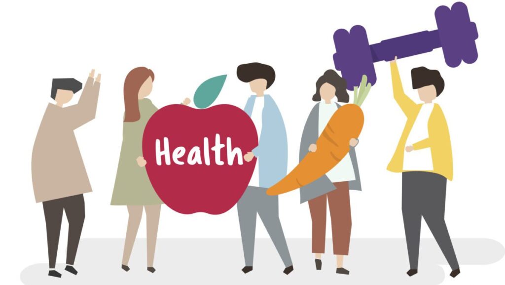 Illustration of people with healthy lifestyle