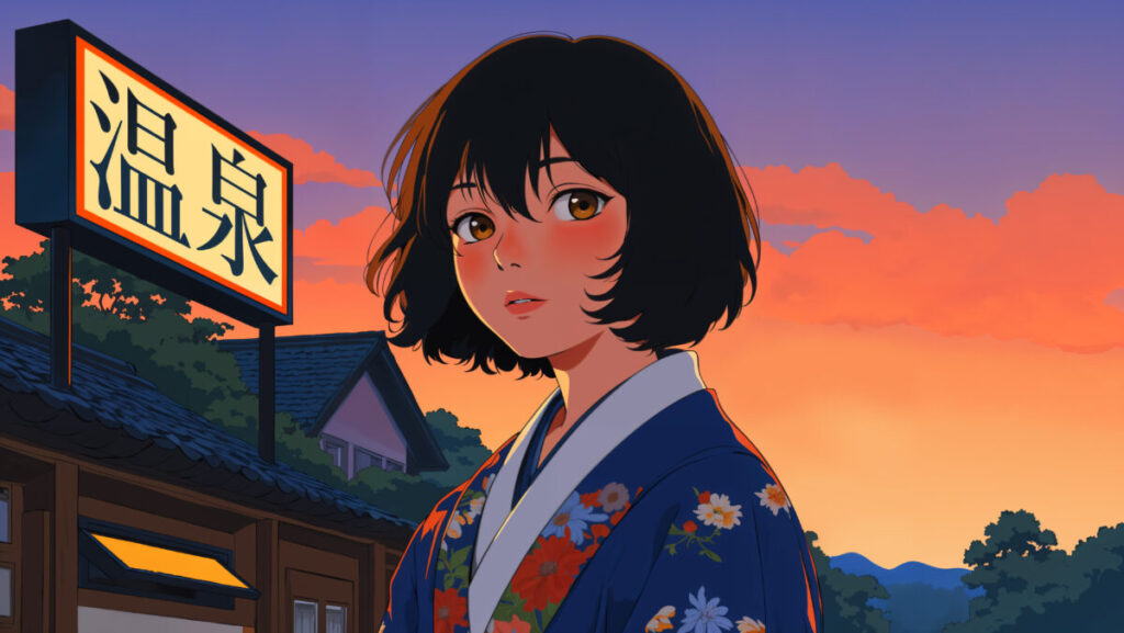 anime-girl-onsen-sunset