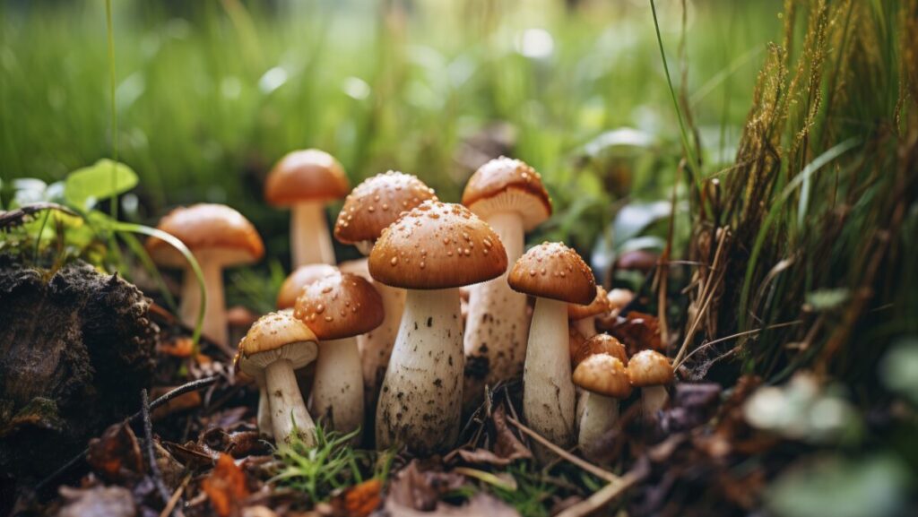 mushrooms-growing-forest