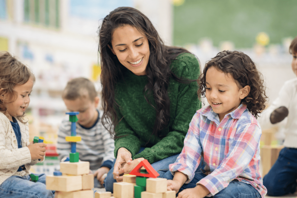 children and adult playing
