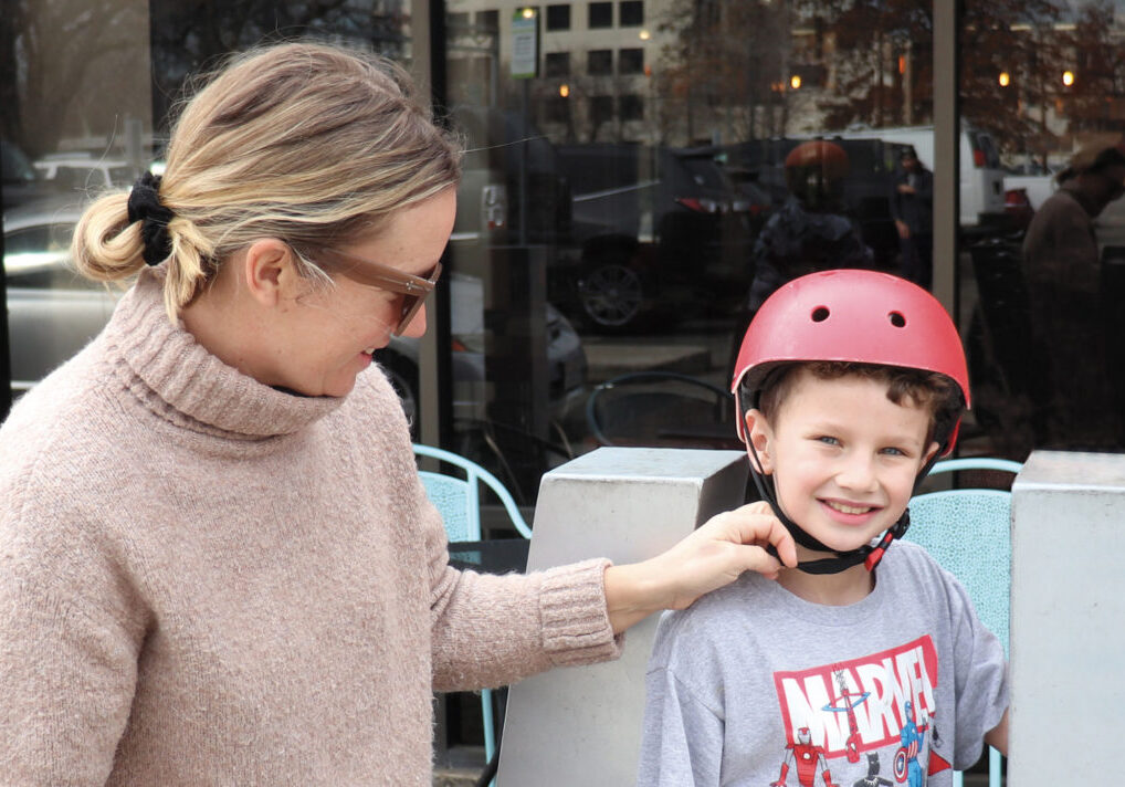 Beth Grobstein and her son, 8-year-old Crew, know the importance of wearing a helmet.