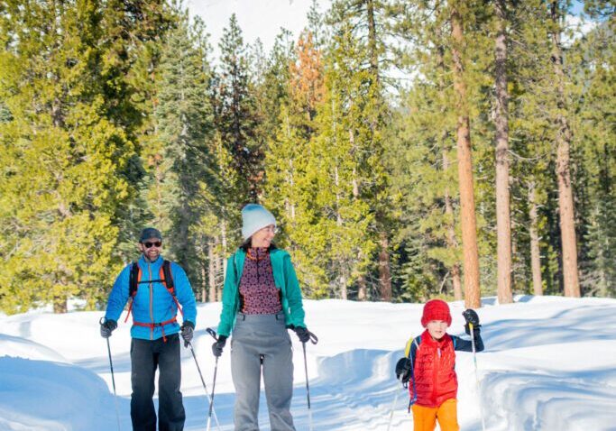 Skiers, hikers and snowshoers can enjoy easy, family-friendly groomed trails leading from the Nordic Ski Center. Photo provided by SORA