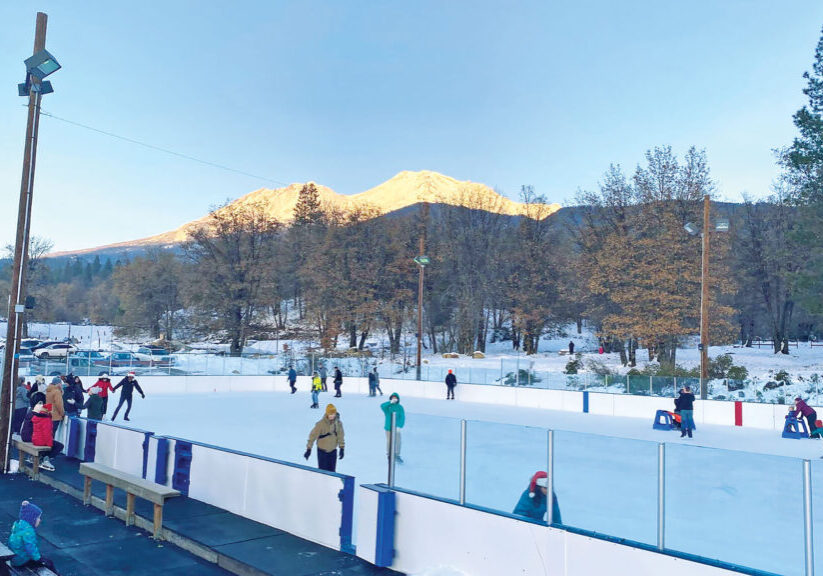 At Siskiyou ice rink you can skate outdoors at the foot of majestic Mount Shasta.