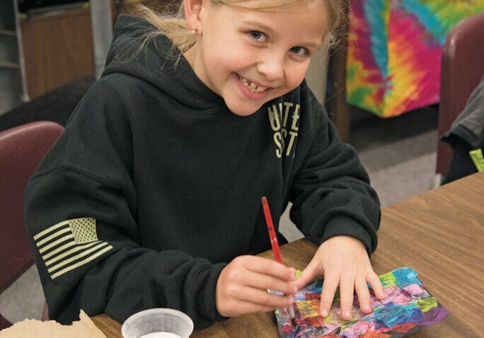 Sophia Steven-Del Torto, age 9, loves creating art using a variety of mediums in her fine arts class at Stellar Charter School in Redding. 